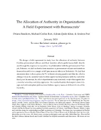 The Allocation of Authority in Organizations: a Field Experiment with Bureaucrats
