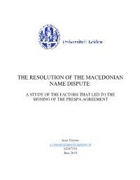 The Resolution of the Macedonian Name Dispute: A