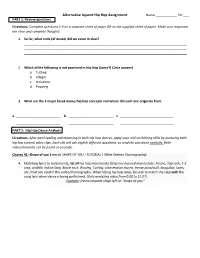 Alternative Injured Hip Hop Assignment Name:______Pd: ___ PART 1: Review Questions