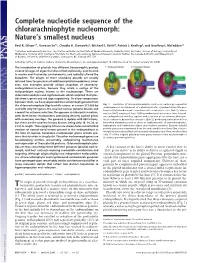 Complete Nucleotide Sequence of the Chlorarachniophyte Nucleomorph: Nature’S Smallest Nucleus