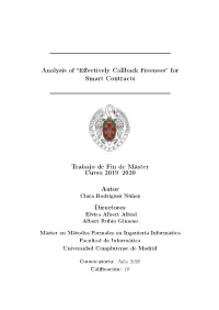 "Effectively Callback Freeness" for Smart Contracts