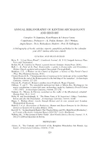ANNUAL BIBLIOGRAPHY of KENTISH ARCHAEOLOGY and HISTORY Compiler: D