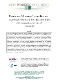 Extending Working Life in Finland