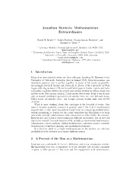 Jonathan Borwein: Mathematician Extraordinaire