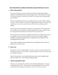 NEW YORK PRODUCT LIABILITY DECISIONS in SQUIB FORM-2002 to DATE A