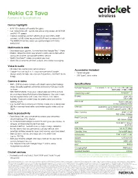 Nokia C2 Tava Spec Sheetv4