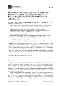 Structure and Molecular Dynamics Simulations of Protein Tyrosine Phosphatase Non-Receptor 12 Provide Insights Into the Catalytic Mechanism of the Enzyme