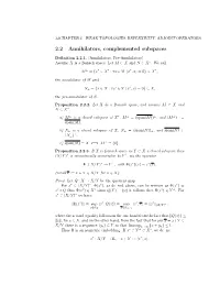 2.2 Annihilators, Complemented Subspaces
