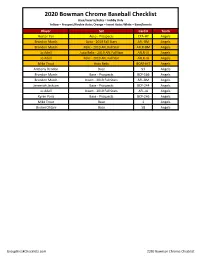 2020 Bowman Baseball Checklist
