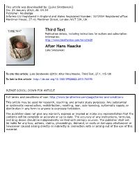 After Hans Haacke Luke Skrebowski