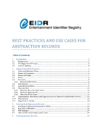 Best Practices and Use Cases for Abstraction Records