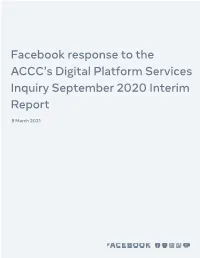 Facebook Response to the ACCC's Digital Platform Services Inquiry