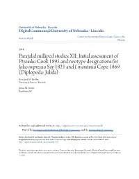 Initial Assessment of Ptyoiulus Cook 1895 and Neotype Designations for Julus Impressus Say 1821 and J