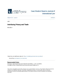 Interfacing Privacy and Trade