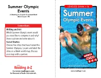 Olympic Events Connections Writing and Art Which Summer Olympic Event Would You Most Like to Compete in and Why? Draw a Picture and Write About It