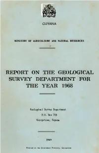 Report on the Geological Survey Department for the Year 1968