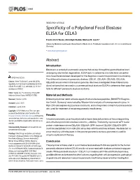 Specificity of a Polyclonal Fecal Elastase ELISA for CELA3