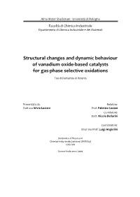 Structural Changes and Dynamic Behaviour of Vanadium Oxide‐Based Catalysts for Gas‐Phase Selective Oxidations