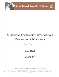 Survey of Economic Development Programs in Michigan