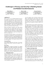 Challenges in Privacy and Security in Banking Sector and Related Countermeasures