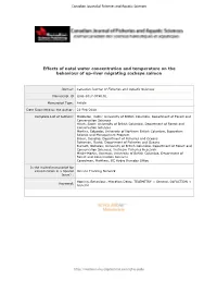Effects of Natal Water Concentration and Temperature on the Behaviour of Up-River Migrating Sockeye Salmon