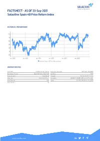 FACTSHEET - AS of 23-Sep-2021 Solactive Spain 40 Price Return Index