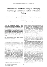 Identification and Forecasting of Emerging Technology Commercialization by Reverse Salient