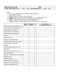 Kink Activity List for Date