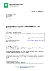Possible Violation of the Water Framework Directive by the Norwegian Government