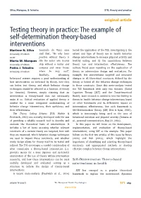 The Example of Self-Determination Theory-Based Interventions Marlene N