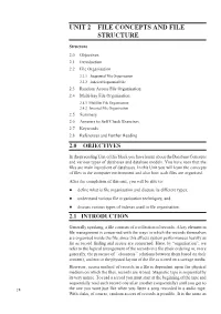 Unit 2 File Concepts and File Structure