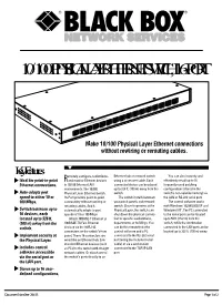 10/100 Physical Layer Ethernet Switch,16-Port
