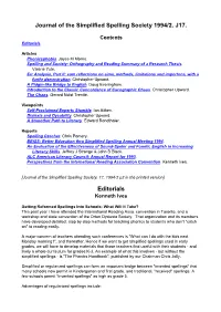 Journal of the Simplified Spelling Society, 17, 1994-2 P2 in the Printed Version]