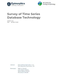 Survey of Time Series Database Technology Version: 1.0.0 Date: 30 March 2020