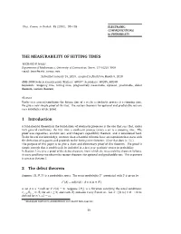 THE MEASURABILITY of HITTING TIMES 1 Introduction