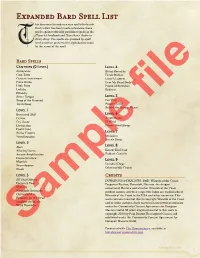 Expanded Bard Spell List His Document Introduces New Spells for Bards