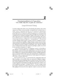 L'institutionnalisation De L'opposition: Une Réalité Objective En Quête De