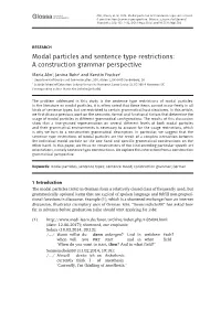 Modal Particles and Sentence Type Restrictions: a Construction Grammar