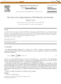 On Some Series Representations of the Hurwitz Zeta Function Mark W