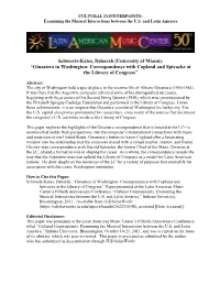 Schwartz-Kates, Deborah (University of Miami): “Ginastera in Washington: Correspondence with Copland and Spivacke at the Library of Congress”