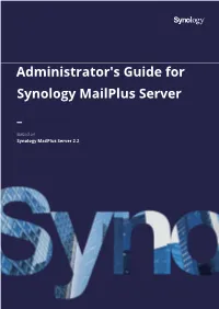 Administrator's Guide for Synology Mailplus Server