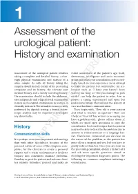 Assessment of the Urological Patient : History and Examination