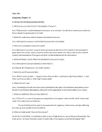 Class:-9Th Geography, Chapter:-13 A. Answer the Following Questions