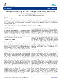 Design of Microstrip Antenna for Cognitive Radio Applications