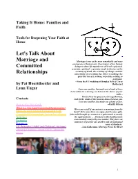 Let's Talk About Marriage and Committed Relationships, Let's Talk About Divorce and Broken Relationships, Let's Talk About Families and Loss