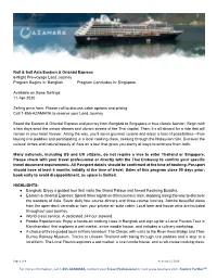 Rail & Sail Asia Eastern & Oriental Express 6-Night Pre