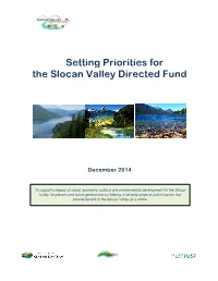 Setting Priorities for the Slocan Valley Directed Fund