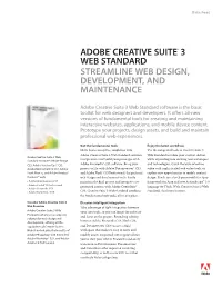 ADOBE® CREATIVE SUITE® 3 WEB STANDARD Streamline Web Design, Development, and Maintenance
