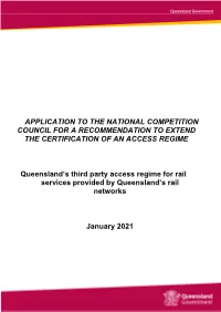 Application for Certification of the Queensland Rail Access Regime