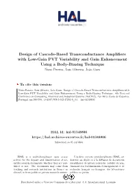 Design of Cascode-Based Transconductance Amplifiers With